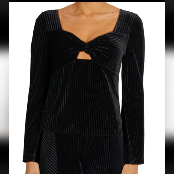 Wildfox Tops - Wildfox Cairo Ribbed Velour Black Long Bell Sleeve Top